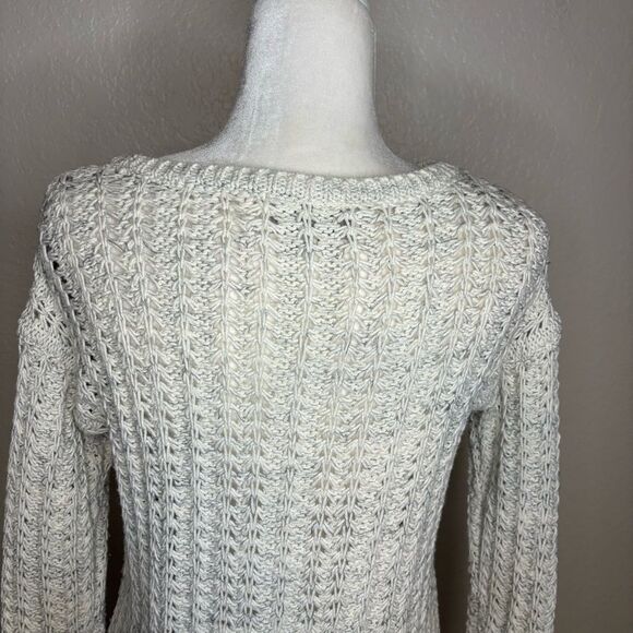 LOFT Cream Textured Knit Sweater Sz Petite Medium - Picture 5 of 12